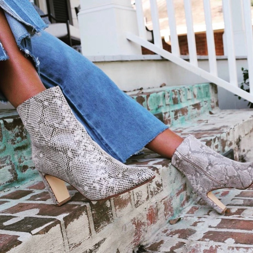 Snakeskin booties